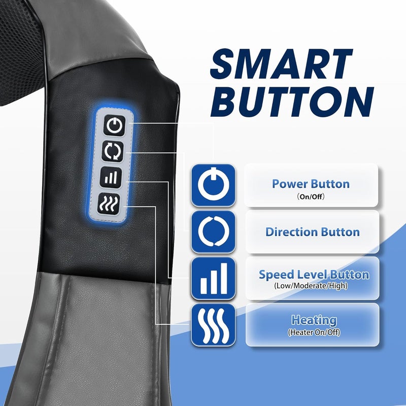 UFFAE Grey Shiatsu Neck and Back Massager with Heat, Electric Deep Tissue Kneading Neck and Shoulder Massage, Best Gifts for Women Men Mom Dad Mothers Fathers Day Birthday Gift (NOT Cordless) - Image 3